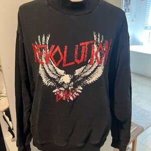 Anine Bing Revolution Saint Sweatshirt in Washed Black